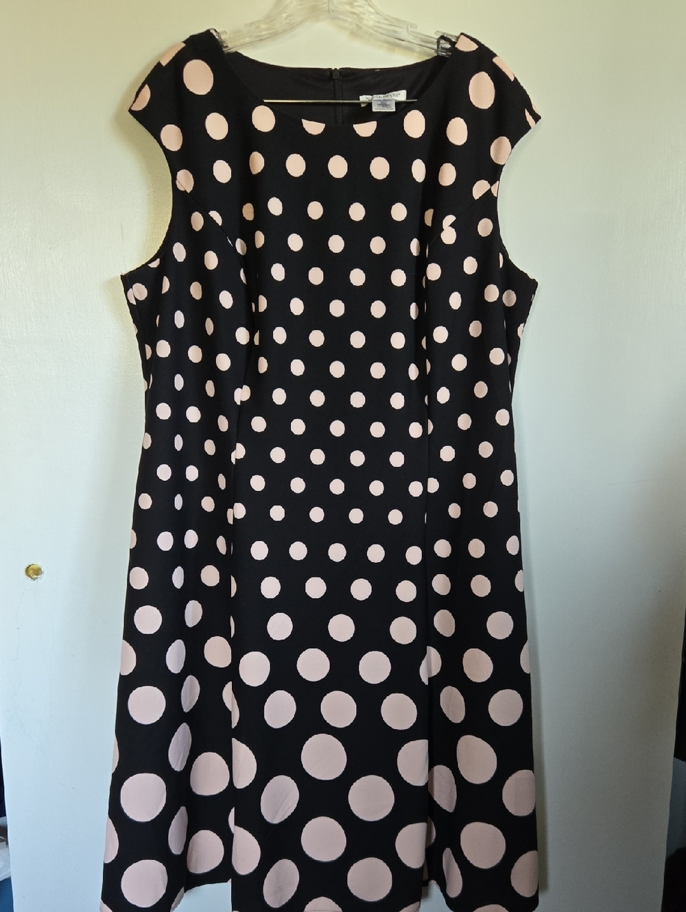 NorthStyle Black Midi Dress with Blush Pink Polka Dots